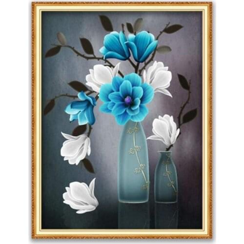Flower Vase DIY Embroidery Cross Stitch 11CT Kits Needlework Craft Set Cotton Thread Printed Canvas Home Decoration Dropshipping