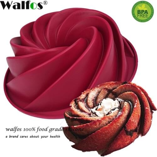 WALFOS Food Grade 25*9 CM Big Swirl Shape Silicone Butter Cake Mould Baking Form Tools For Cake Mold Bakery Baking Dish Bakeware
