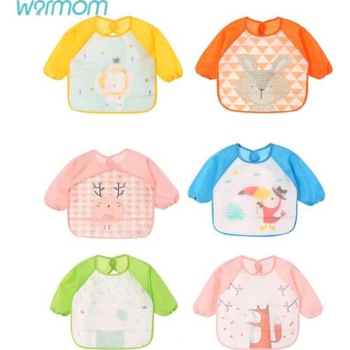 Warmom New Cute Cartoon Animal Baby Bibs Waterproof Newborn Baby Feeding Apron Burp Cloth Stuff Baberos Bandana Clothes