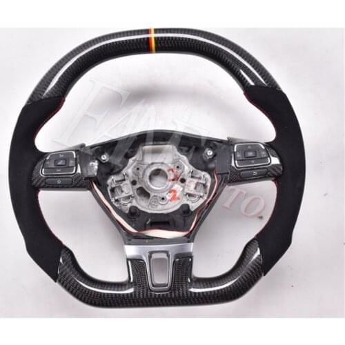 Replacement Real Carbon Fiber Steering Wheel with Leather for VW Volkswagen Passat
