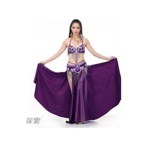 1set/lot woman belly dancing cloth sequines bra satin skirt tassel hip scarf female performance cloth