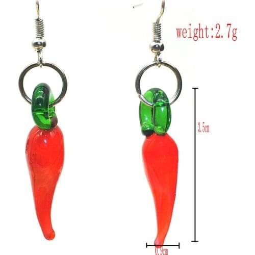 1Pair Fashion Women Trendy Glass Pendientes Mujer Chili Pepper Dangle Murano Lampwork Earrings