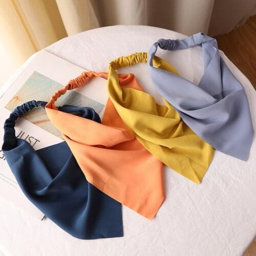 1 PCS Multifunction Womens All-match Bag Head Triangle Scarf Elastic Headband Solid Color Chiffon Hairband Girls Accessories