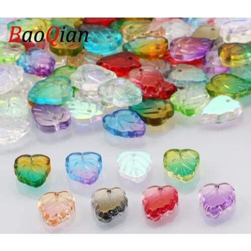 10/20/30/40/50pcs Leaves Shape Flat Crystal Glass Bead For Jewelry Making DIY Pendant Handmade Jewelry Accessories 13x10mm