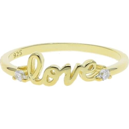 2021 Valentines Day Gift For Lover Cute Lovely Love Letter With Sparking CZ Minimal 925 Sterling Silver Vermeil Ring