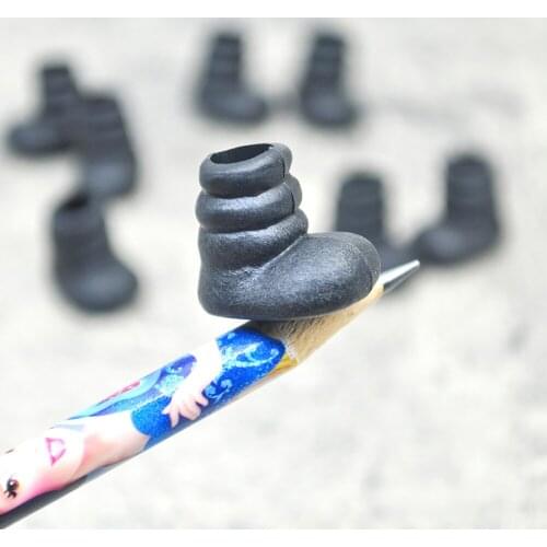 24Pcs Mini Clown Boots Doll Shoes Santa Snowman Boots Black Plastic DIY Doll Boots Casual Puppet Shoes Christmas Home Decoration