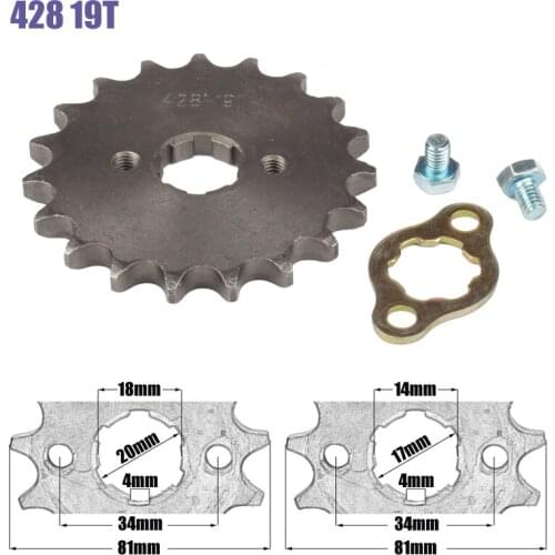 428 Chain 19T 17mm 20mm Front Engine Sprocket For 50cc to 125cc Dirt Bike ATV Go Kart Quad Pitbike Buggy Motorcycle