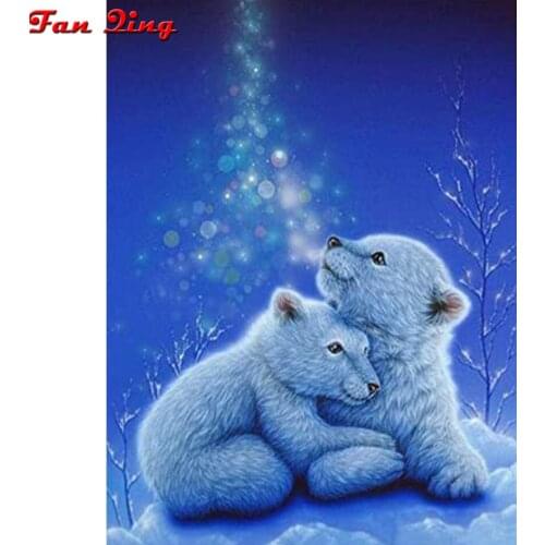 Diamond Embroidery Animal 5D DIY Diamond Painting Polar bear Full Square round Picture Mosaic Rhinestone Home Decoration