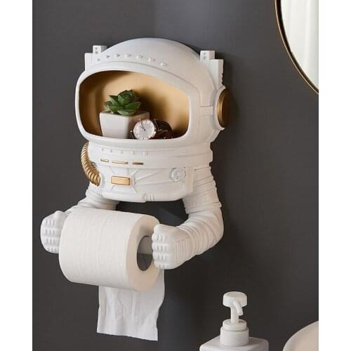 Astronaut toilet paper towel box toilet roll paper tube hanger creative toilet paper shelf suction without punching decoration