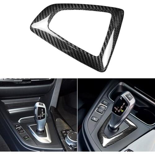Car Genuine Real Carbon Fiber Gear Shift Panel Frame Trim Cover Decoration Sticker for BMW 1 2 3 4 Series LHD Auto Accessories