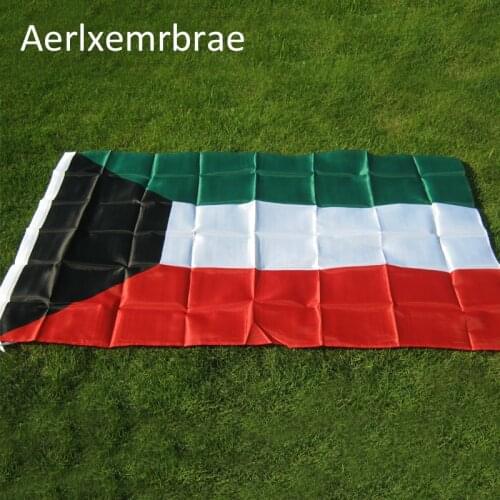 Free shipping aerlxemrbrae flag 90*150cm Kuwait Flag Arab State Banner Country Pennant Hanging