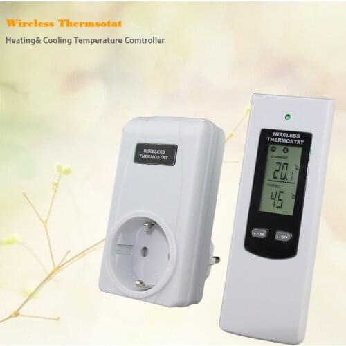 Wireless RF EU/UK LCD Display Plug In Thermostat Cooling Temperature Controller With Backlight Thermostats Thermoregulator