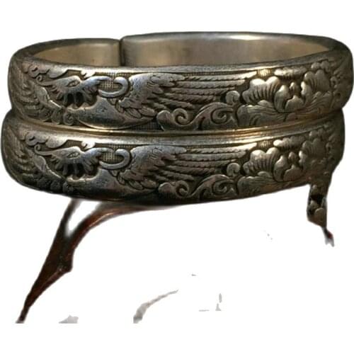 Tibetan folk wind Phoenix peony 925 Silver Bracelet