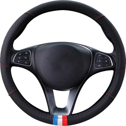 Car Steering Wheel Covers Wrap Faux Leather Fashion 3 Colors For 37-38CM/14.5''-15'' M Size Protective Cover Case Accessories