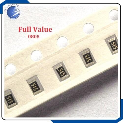 100PCS 0805 SMD chip resistor Full Value 5% 0123456789R/K/M 0.1.2.3.4.5.6.7.8.9 R K M 0 1 2 3 4 5 6 7 8 9 Ohm Kohm