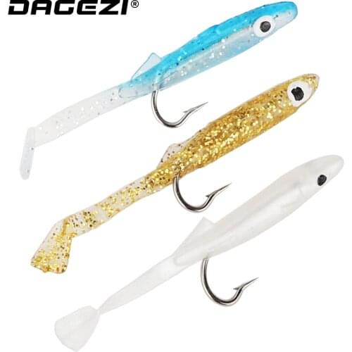 DAGEZI 3pcs/lot Small squid hook soft Lure Fishing Bait Tiddler Bait With Hook 5cm Atrificial Bait Fishing Tackle