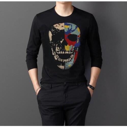 Newest Mens long tshirt Autumn Man Hot drill Fitness Bodybuilding Men Casual Cotton long shirts