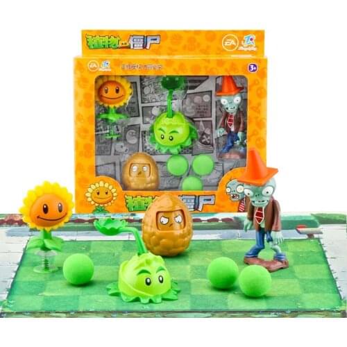 4pcs/lot Plants vs Zombies Figures Toys Sunflower Wall-nut Cabbage-pult Conehead Zombie Ejection Game Toy Gift for Kids No Box