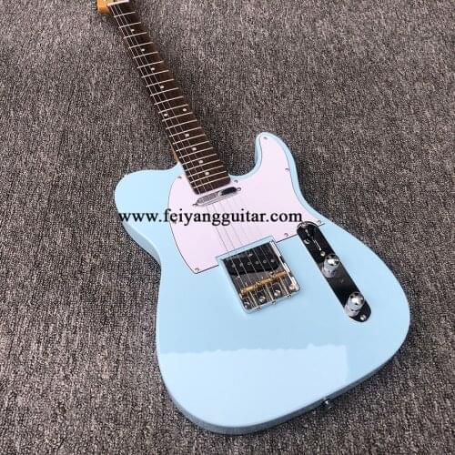 Custom 6-string electric guitar, sky blue paint, back string, rose fingerboard package freight