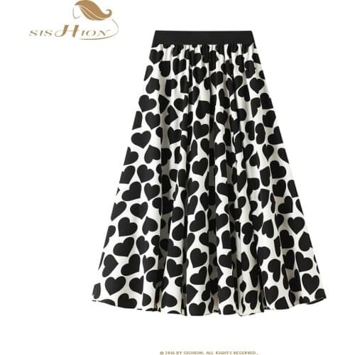 Jupe Femme Hearts Printed Summer Long Midi Skirt VD1804 Harajuku High Waist Women Skirt Y2K Faldas