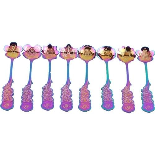 Stainless Steel Flower Coffee Spoon Tea Spoon With Long Handle Home Kitchen Drinkware 2019 New