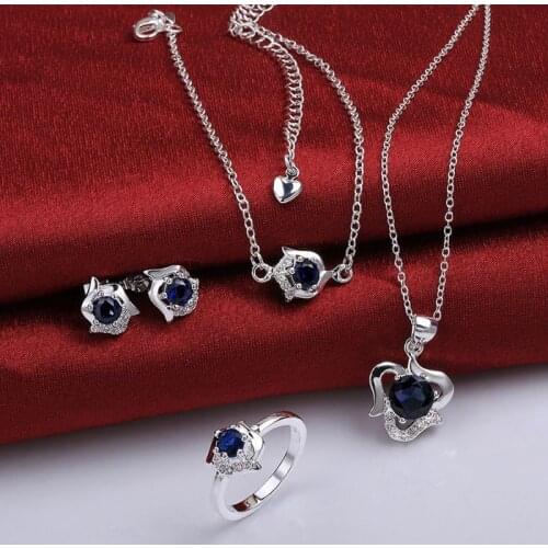 925 sterling silver jewelry set, fashion jewelry set A034-C Earring 492 Necklace 516 Ring 380-8 /imiardpa ijvarbca S781-B