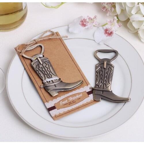 "Just Hitched" Cowboy Boot Bottle Opener Western Wedding Party Favors Gifts For Guests LX2997