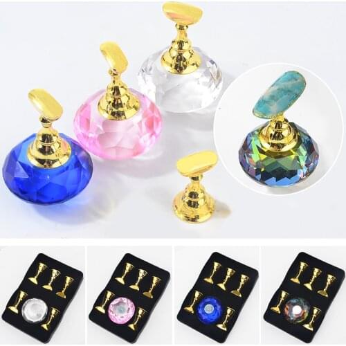 1set False Nails Magnetic Display Stand Acrylic Crystal Base Nail Art Design Practice Training and Salon DIY Manicure Tools