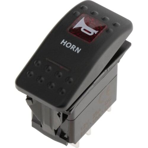 Momentary Horn Switch Waterproof Car Toggle Switch on Off 5 Pin 12V Red LED Light