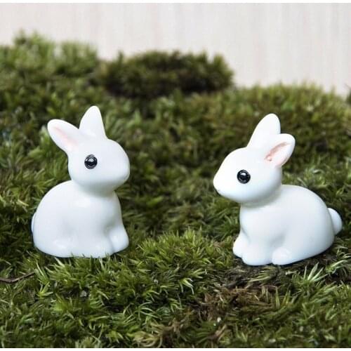 10 Pcs Miniature Mini Rabbit Resin Garden Fairy Ornament Flower Plant Pot Home Figurine Animal Decor CLH@8
