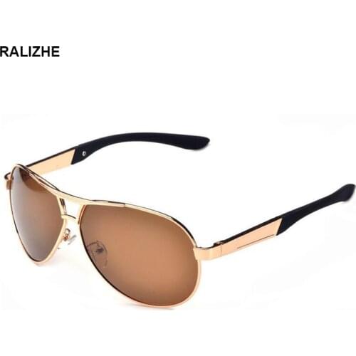 2019 Brand Designer Mens Driving Pilot Sunglasses Polarized Lens Big Oversize Gold Brown Accessories Vintage Sun Glasses UV400