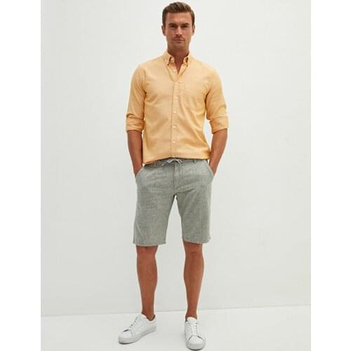 Mens Standard Patterned Shorts Normal Waist Cotton-Linen Fabric Spring / Summer Casual Holiday Street Style