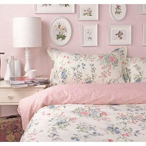 American rustic princess pink floral bed sets,4pc queen king size cotton,french pastoral home textile sheet pillow duvet cover