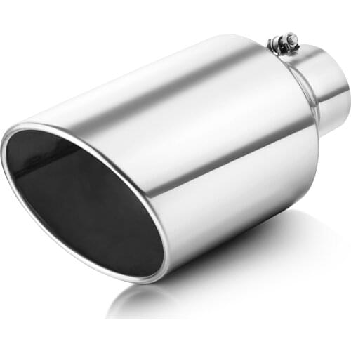 Exhaust Pipe of 4" Inlet to 8" Outlet 15" Long Rolled End Angle Cut Stainless Steel Tailpipe Tip for Truck