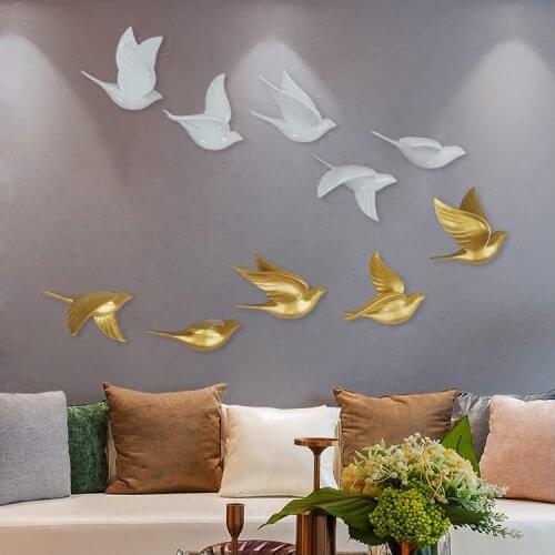 Modern Resin Birds Wall Hanging Pigeon Crafts Accessories Decoration Home Livingroom Sofa Background Wall Sticker Mural Ornament