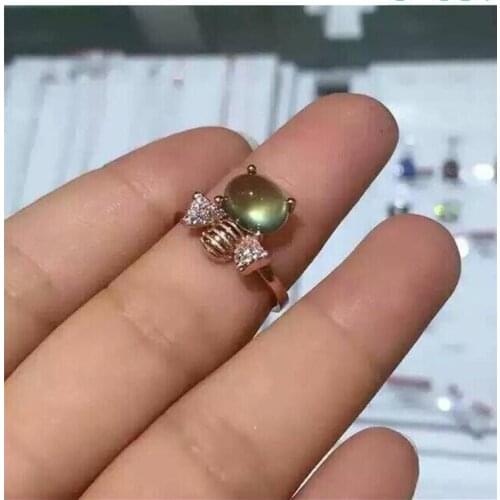Natual Prehnite Ring Free shipping Natural real Prehnite Ring 925 sterling silver