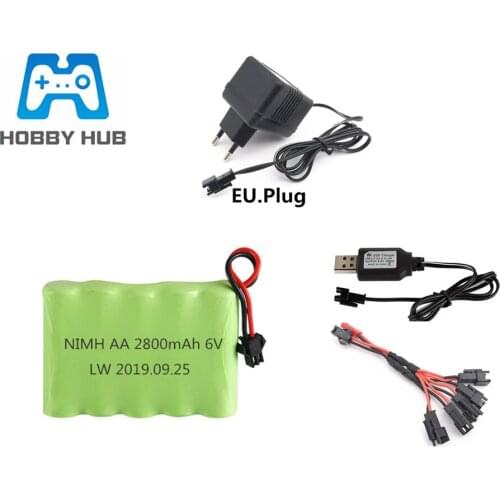 6v 2800mah NIMH Battery + 6v Charger For Rc toys Cars Boats tanks Robots Trucks Guns NI-MH AA 6v Rechargeable Battery Pack