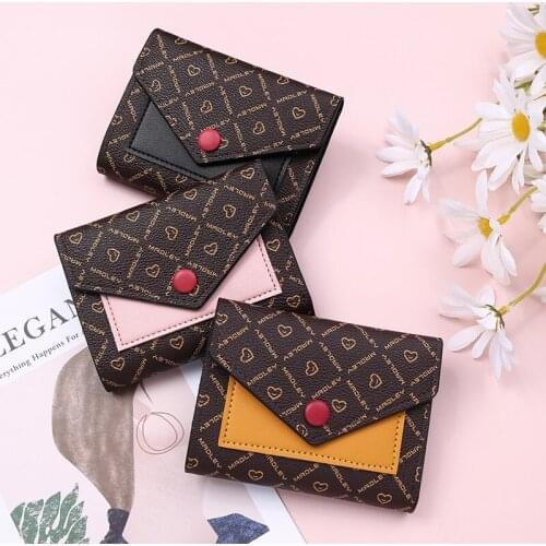 2021 New Womens Wallet Printing Cute Short Handbag Business Splicing Purse Ladies Folding Coin Bags Female Card Holder