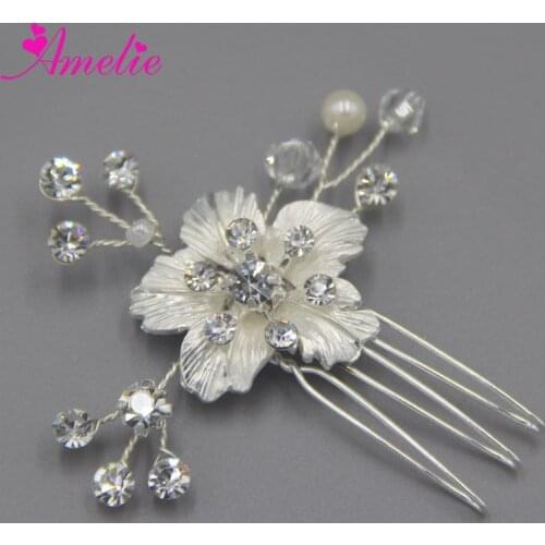 New Wedding Bride Princess Enamel Flower Hair Pin Clips Floral And Rhinestone Crystal Hair bobby pin Free Shipping