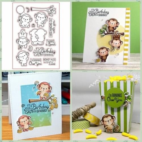 Monkey Animal Birthday Clear Stamps for DIY Scrapbooking Cards Making Crafts Decorative Stenicl Transparent Silicone Seal