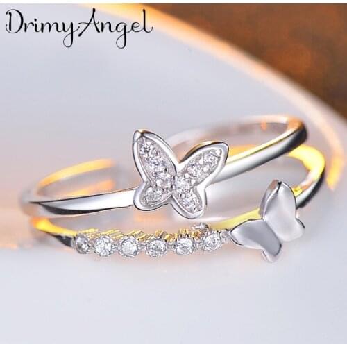 Vintage Handmade Silver Color Butterfly Rings For Women Men Adjustable Size Christmas Gifts Party Rings Personality