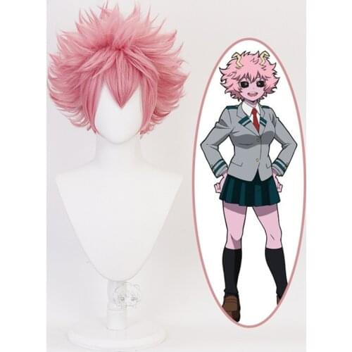 My Hero Academia Ashido Mina Pinky Wig Cosplay Costume Baku no Hero Midoriya Shoto Age of Heroes Cosplay Wigs Pink 35cm