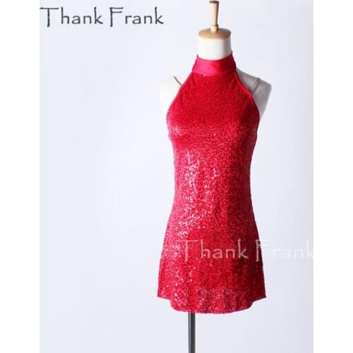 Thank Frank Mock Turtleneck Tank Latin Dress Girls Adult Red Modern Jazz Contemporary Dance Costume C352