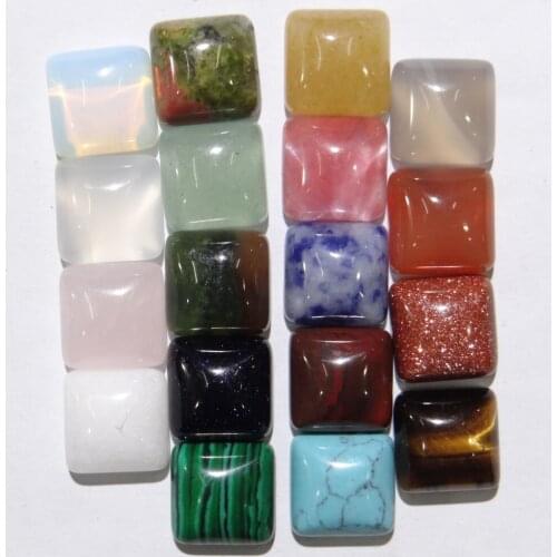 10*10mm Natural stone Turquoises Tiger Eye Quartz crystal Cabochon Pendant for diy Jewelry making necklace Accessories 50PCS