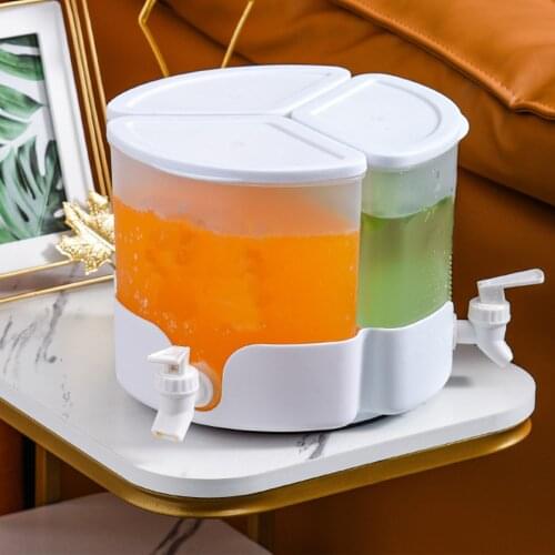 5.1L Cold Drinks Kettle with Lid and Faucets Refrigerator Water Bottle Beer Juice Container Transparent Plastic Water Dispenser