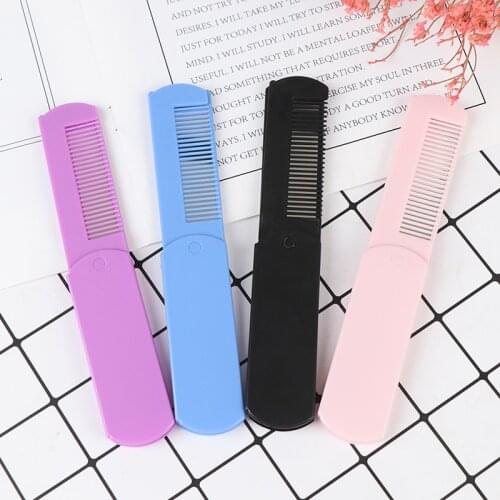 Pocket Size Folding Hair Brush With Mirro Travel Hair Comb Portable Fold Hair Brush Mirror Compact Purse Travel Combs