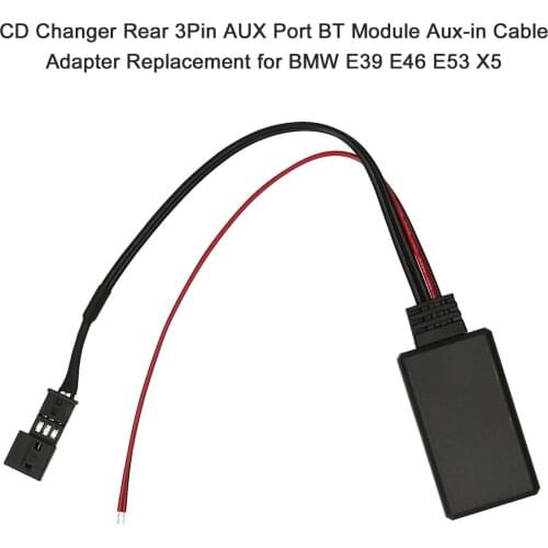 CD Changer Rear 3Pin AUX Port BT Module Aux-in Cable Adapter Replacement for BMW E39 E46 E53 X5