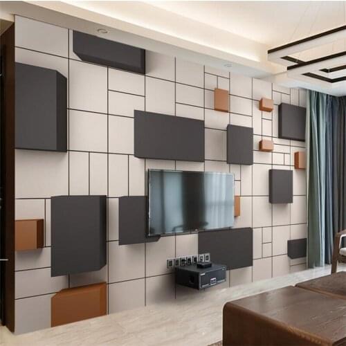 Wellyu 3D Modern New Chinese Cubic Brick Wall TV Wall Custom Large Mural Green Wallpaper papel de parede para quarto
