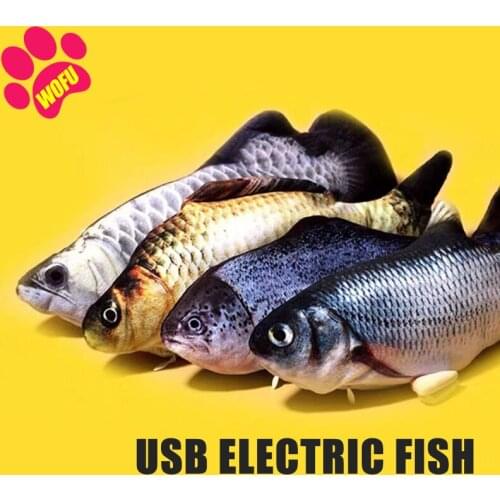 WOFUWOFU Cat Toy Cats Toys Interactive Hots Fish USB Electric Charging Simulation Dancing Jumping Moving Floppy Fish Cat Toy For
