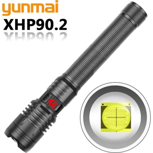 Xhp90.2 High Quality Led Flashlight Usb Rechargeable 18650 26650 Battery Torch Zoomable Aluminum Alloy Lantern for Camping